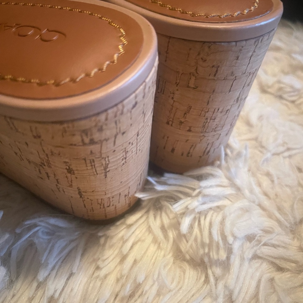 Wedge Sandals tan pale blush crisscross leather - Picture 9 of 11